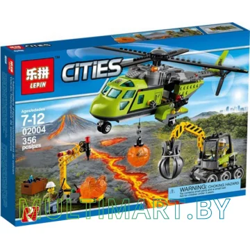 Конструктор Lepin 02004 Грузовой вертолет исследователей вулканов (356 деталей)